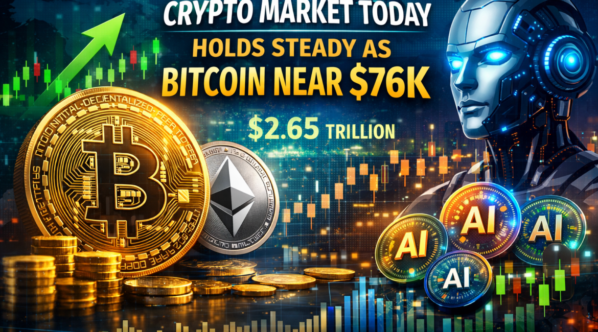 Crypto Market Holds Steady as Bitcoin Near $76K and AI Tokens Surge