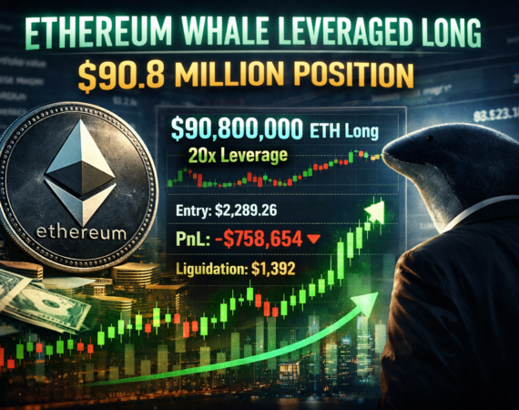 Ethereum Whale Opens $90.8M Leveraged Long as ETH Trades in Tight Range