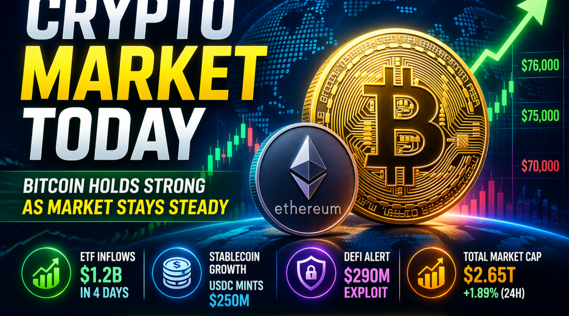 Crypto Market Today Sees Bitcoin Hold Near $75K as Altcoins Show Mixed Moves