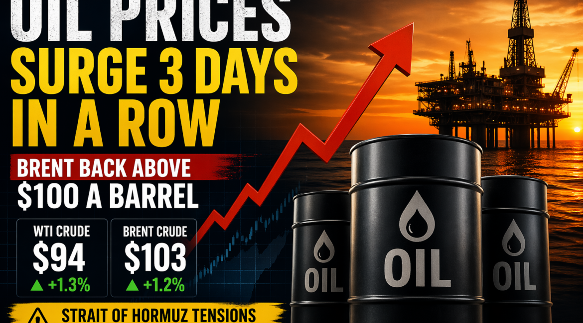Oil prices jump 3 days straight as Strait of Hormuz tensions rise sharply