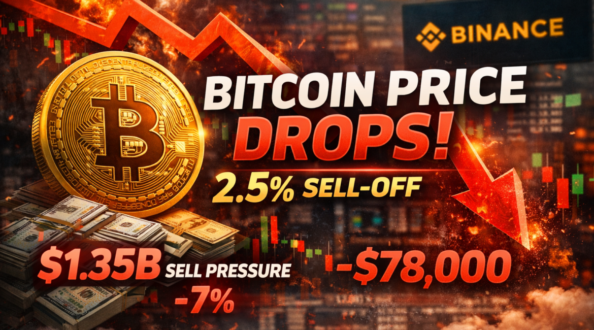 Bitcoin Price Drops 2.5% as $1.35B Derivatives Sell-Off Hits Market