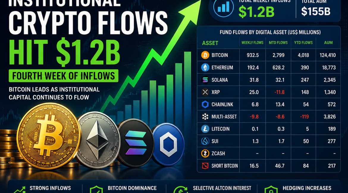 Institutional Crypto Flows Reach $1.2B as Bitcoin Dominates Market Trends