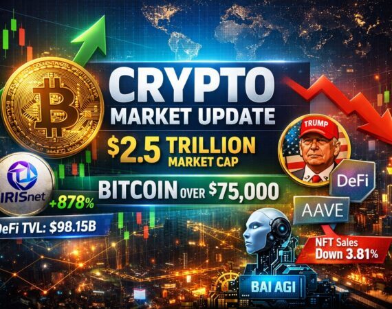 Crypto market update showing Bitcoin surge and altcoin gains
