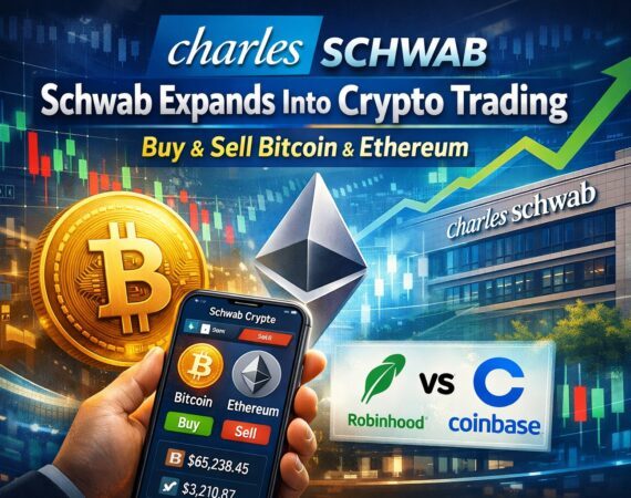 Charles Schwab enters crypto trading with Bitcoin and Ethereum, signaling new competition with Robinhood and Coinbase.