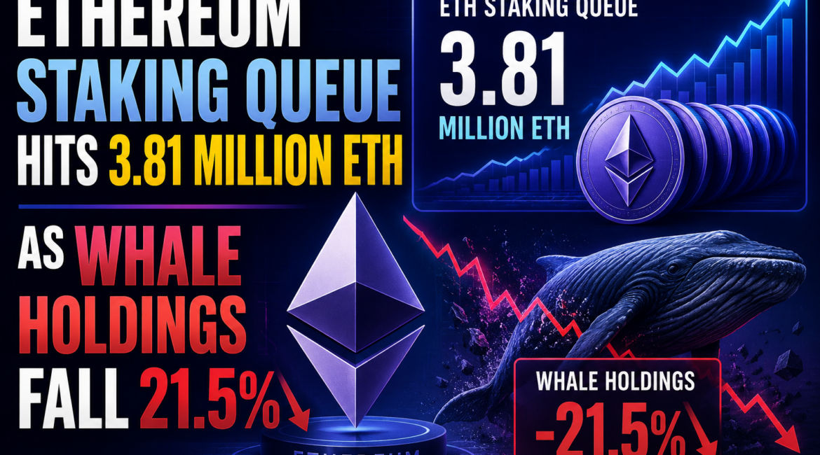Ethereum Staking Queue Hits 3.81 Million ETH as Whale Holdings Fall 21.5%