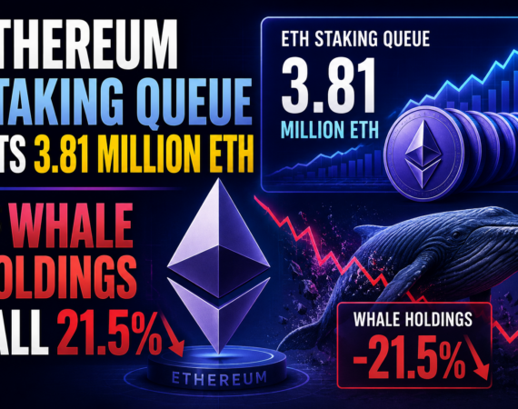 Ethereum Staking Queue Hits 3.81 Million ETH as Whale Holdings Fall 21.5%