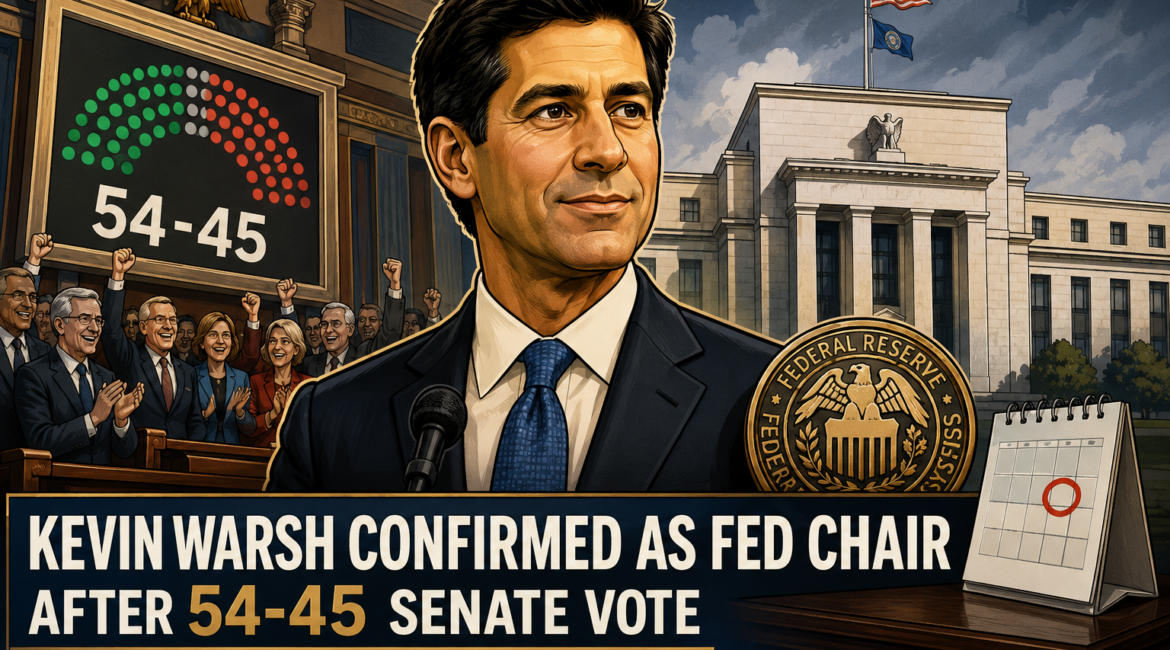 Kevin Warsh Confirmed as Fed Chair After 54-45 Senate Vote Before June FOMC Test