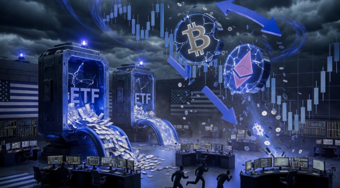 US Spot Crypto ETFs Post 119M Net Outflow as Bitcoin and Ethereum decline