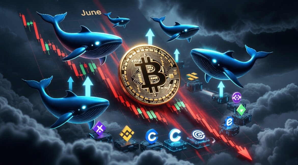 Bitcoin Falls 14% in June as Whale Activity Rises on Major Exchanges